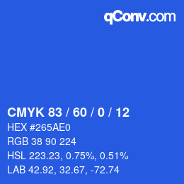 カラーコード: CMYK 83 / 60 / 0 / 12 | qconv.com