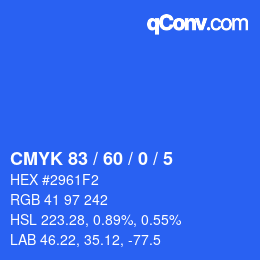 カラーコード: CMYK 83 / 60 / 0 / 5 | qconv.com