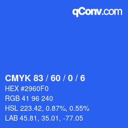 カラーコード: CMYK 83 / 60 / 0 / 6 | qconv.com