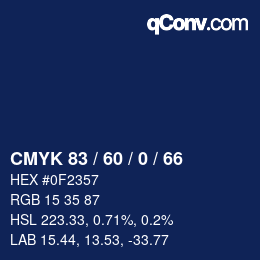 カラーコード: CMYK 83 / 60 / 0 / 66 | qconv.com