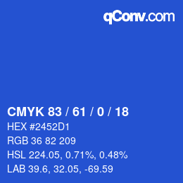 Color code: CMYK 83 / 61 / 0 / 18 | qconv.com
