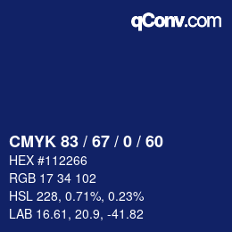 Color code: CMYK 83 / 67 / 0 / 60 | qconv.com