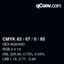 Color code: CMYK 83 / 67 / 0 / 95 | qconv.com