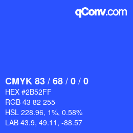 Color code: CMYK 83 / 68 / 0 / 0 | qconv.com