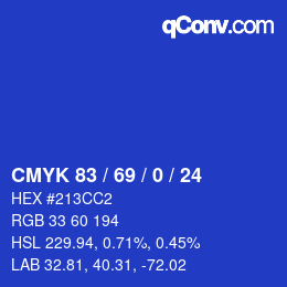 Color code: CMYK 83 / 69 / 0 / 24 | qconv.com