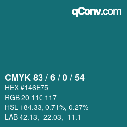 颜色代码: CMYK 83 / 6 / 0 / 54 | qconv.com