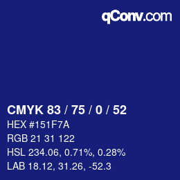 Color code: CMYK 83 / 75 / 0 / 52 | qconv.com