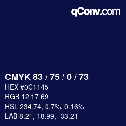 Color code: CMYK 83 / 75 / 0 / 73 | qconv.com