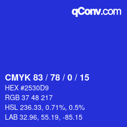 Color code: CMYK 83 / 78 / 0 / 15 | qconv.com