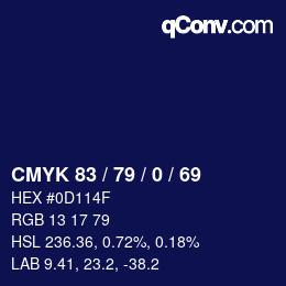 カラーコード: CMYK 83 / 79 / 0 / 69 | qconv.com