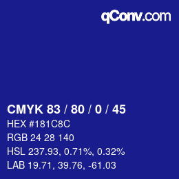 颜色代码: CMYK 83 / 80 / 0 / 45 | qconv.com