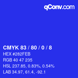 Color code: CMYK 83 / 80 / 0 / 8 | qconv.com