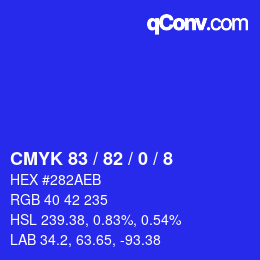 Farbcode: CMYK 83 / 82 / 0 / 8 | qconv.com