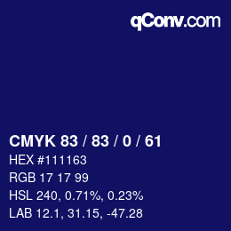 Color code: CMYK 83 / 83 / 0 / 61 | qconv.com
