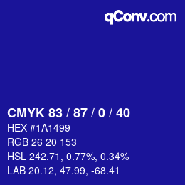 颜色代码: CMYK 83 / 87 / 0 / 40 | qconv.com