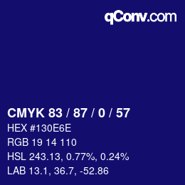 Color code: CMYK 83 / 87 / 0 / 57 | qconv.com