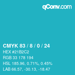 カラーコード: CMYK 83 / 8 / 0 / 24 | qconv.com