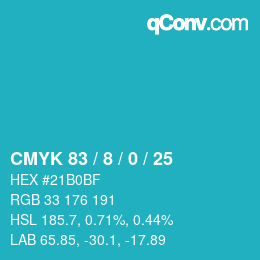Color code: CMYK 83 / 8 / 0 / 25 | qconv.com