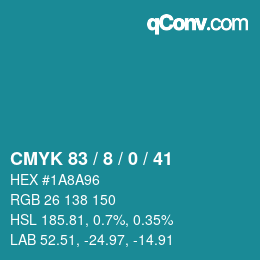 Color code: CMYK 83 / 8 / 0 / 41 | qconv.com