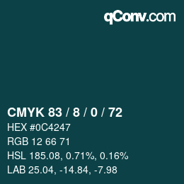 Color code: CMYK 83 / 8 / 0 / 72 | qconv.com