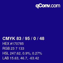 Color code: CMYK 83 / 95 / 0 / 48 | qconv.com