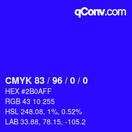 颜色代码: CMYK 83 / 96 / 0 / 0 | qconv.com