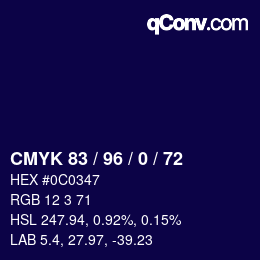 Color code: CMYK 83 / 96 / 0 / 72 | qconv.com