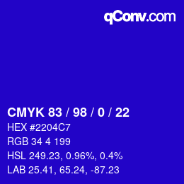 Color code: CMYK 83 / 98 / 0 / 22 | qconv.com