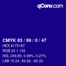 Color code: CMYK 83 / 99 / 0 / 47 | qconv.com
