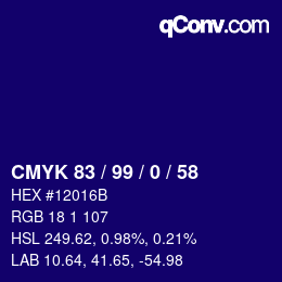 Farbcode: CMYK 83 / 99 / 0 / 58 | qconv.com