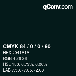 Color code: CMYK 84 / 0 / 0 / 90 | qconv.com