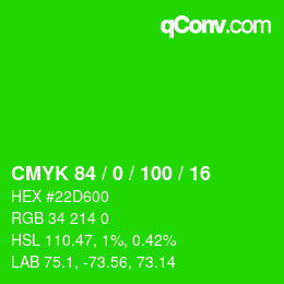 颜色代码: CMYK 84 / 0 / 100 / 16 | qconv.com