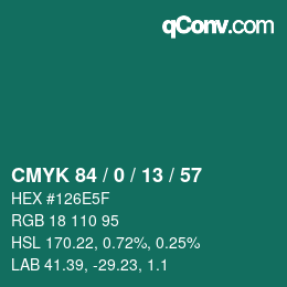 颜色代码: CMYK 84 / 0 / 13 / 57 | qconv.com
