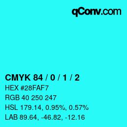 Color code: CMYK 84 / 0 / 1 / 2 | qconv.com