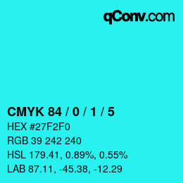 Farbcode: CMYK 84 / 0 / 1 / 5 | qconv.com