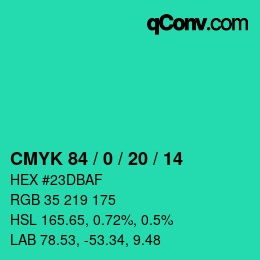 Farbcode: CMYK 84 / 0 / 20 / 14 | qconv.com