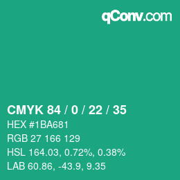 Color code: CMYK 84 / 0 / 22 / 35 | qconv.com