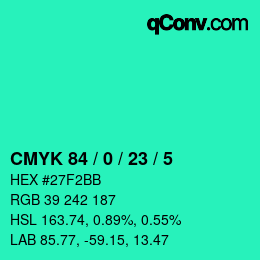 Color code: CMYK 84 / 0 / 23 / 5 | qconv.com