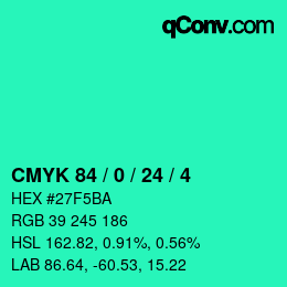 Color code: CMYK 84 / 0 / 24 / 4 | qconv.com