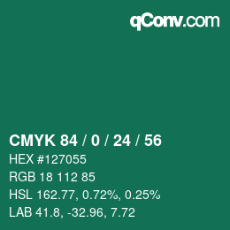 カラーコード: CMYK 84 / 0 / 24 / 56 | qconv.com