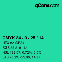 Color code: CMYK 84 / 0 / 25 / 14 | qconv.com