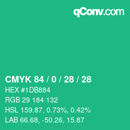 Color code: CMYK 84 / 0 / 28 / 28 | qconv.com