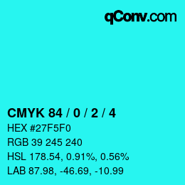 Color code: CMYK 84 / 0 / 2 / 4 | qconv.com