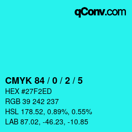 Color code: CMYK 84 / 0 / 2 / 5 | qconv.com