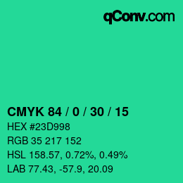Color code: CMYK 84 / 0 / 30 / 15 | qconv.com