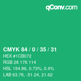 Color code: CMYK 84 / 0 / 35 / 31 | qconv.com