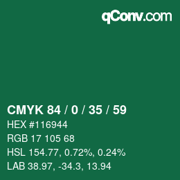 Farbcode: CMYK 84 / 0 / 35 / 59 | qconv.com