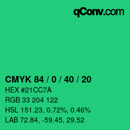 Color code: CMYK 84 / 0 / 40 / 20 | qconv.com