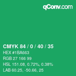 Color code: CMYK 84 / 0 / 40 / 35 | qconv.com