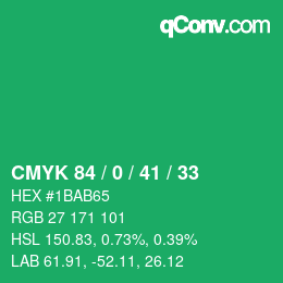 Color code: CMYK 84 / 0 / 41 / 33 | qconv.com